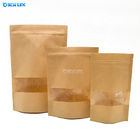 Bolsas de papel permanentes de Kraft de la hoja de la bolsa del café que embalan con la ventana clara para la comida